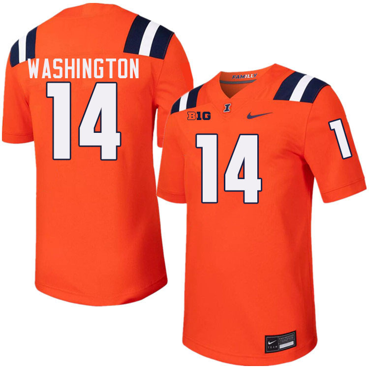 #14 Casey Washington Illinois Fighting Illini Football Jersey,Uniforms-Orange